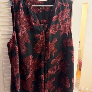 Torrid Black and Burgundy Floral Blouse